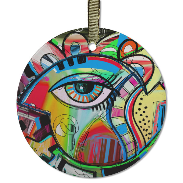 Custom Abstract Eye Painting Flat Glass Ornament - Round