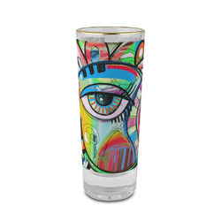 Abstract Eye Painting 2 oz Shot Glass -  Glass with Gold Rim - Single