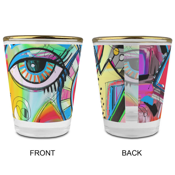 Abstract Eye Painting Glass Shot Glass - with gold rim - APPROVAL