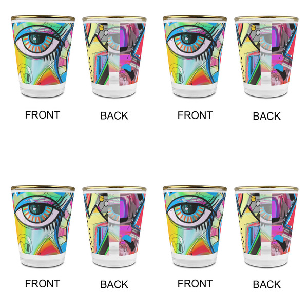 Abstract Eye Painting Glass Shot Glass - with gold rim - Set of 4 - APPROVAL