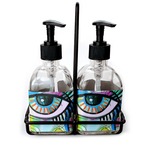 Abstract Eye Painting Glass Soap & Lotion Bottle Set