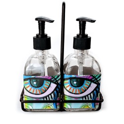 Abstract Eye Painting Glass Soap & Lotion Bottles