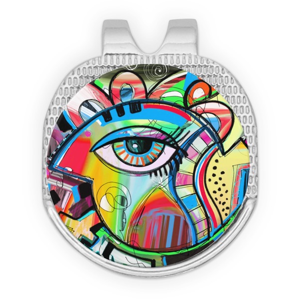 Custom Abstract Eye Painting Golf Ball Marker - Hat Clip - Silver