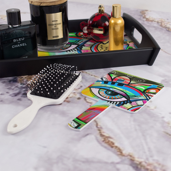 Abstract Eye Painting Hand Mirror - With Hair Brush