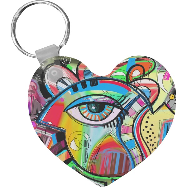 Custom Abstract Eye Painting Heart Plastic Keychain
