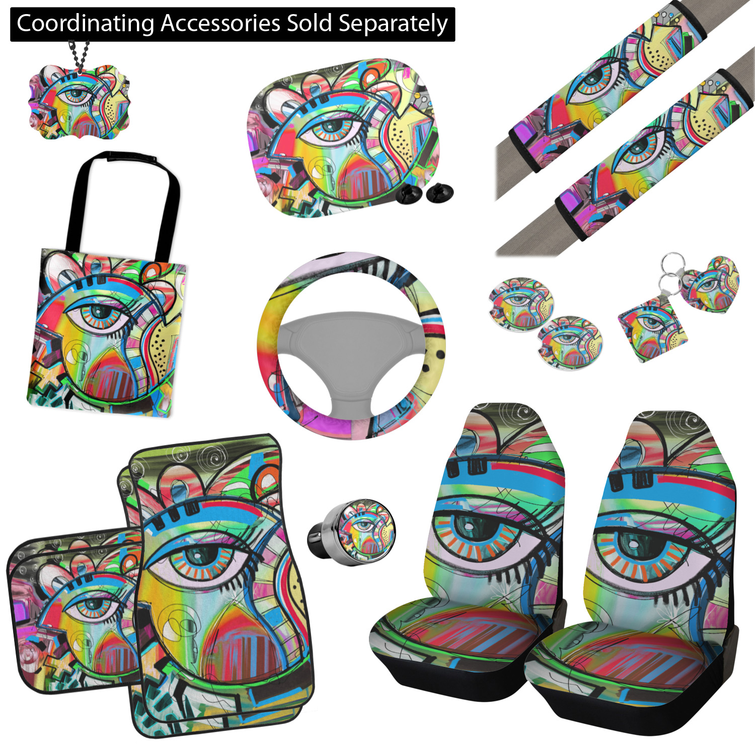 Custom Abstract Eye Painting Car Seat Covers (Set of Two) YouCustomizeIt
