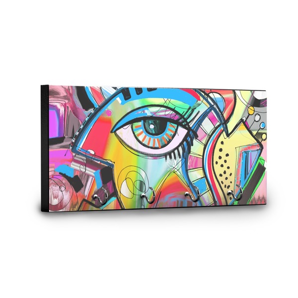 Abstract Eye Painting Key Hanger - Front View with Hooks