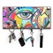 Abstract Eye Painting Key Hanger w/ 4 Hooks & Keys