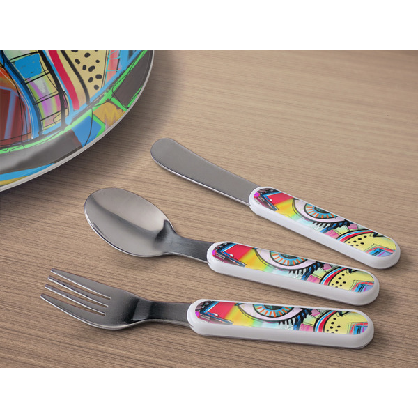 Abstract Eye Painting Kids Flatware w/ Plate