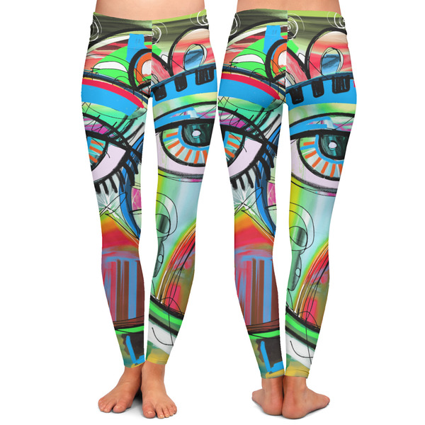 Abstract Eye Painting Ladies Leggings - Front and Back