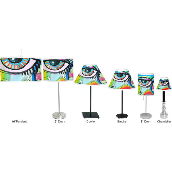 Abstract Eye Painting Lamp Full View Size Comparison
