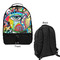 Abstract Eye Painting Large Backpack - Black - Front & Back View