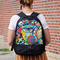 Abstract Eye Painting Large Backpack - Black - On Back