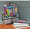 Abstract Eye Painting Large Backpack - Gray - On Desk