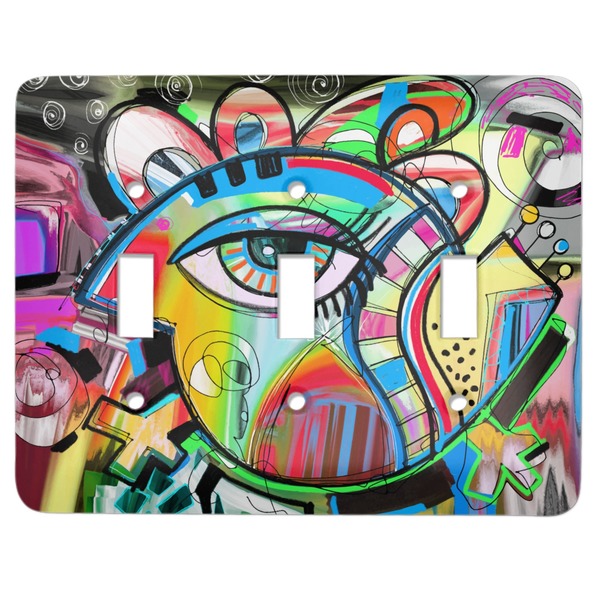 Custom Abstract Eye Painting Light Switch Cover (3 Toggle Plate)