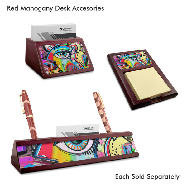 Abstract Eye Painting Mahogany Desk Accessories