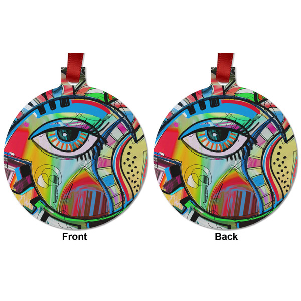 Abstract Eye Painting Metal Ball Ornament - Front and Back