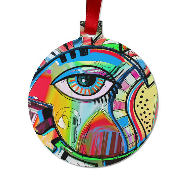 Custom Abstract Eye Painting Metal Ball Ornament - Double Sided