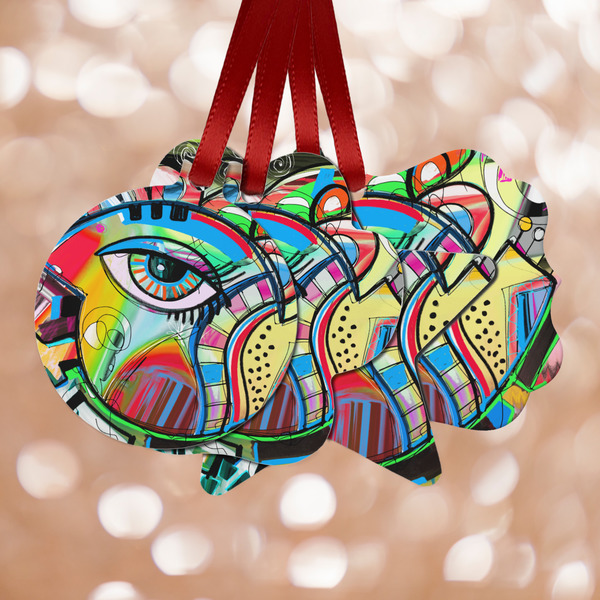 Custom Abstract Eye Painting Metal Ornaments - Double Sided