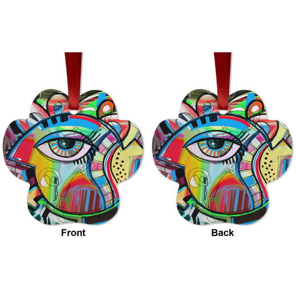 Abstract Eye Painting Metal Paw Ornament - Front and Back