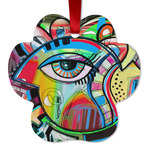 Abstract Eye Painting Metal Paw Ornament - Double Sided