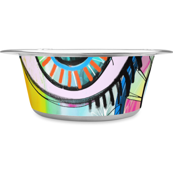 Custom Abstract Eye Painting Stainless Steel Dog Bowl - Large