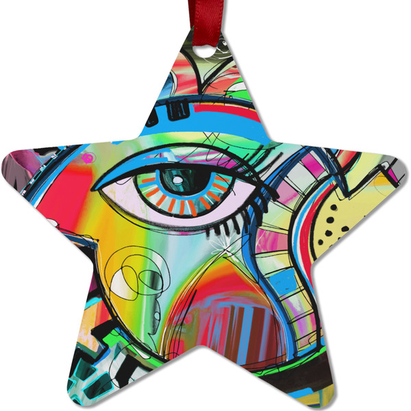 Custom Abstract Eye Painting Metal Star Ornament - Double Sided