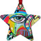 Abstract Eye Painting Metal Star Ornament - Front