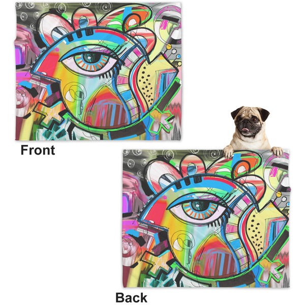 Abstract Eye Painting Microfleece Dog Blanket - Large- Front & Back