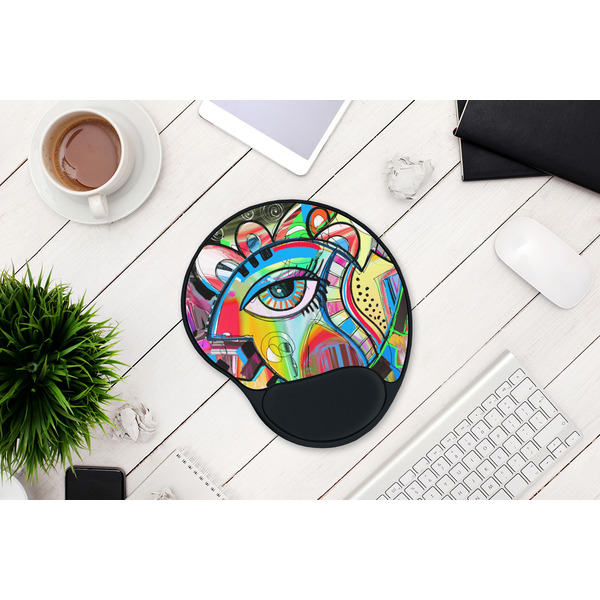 Abstract Eye Painting Mouse Pad with Wrist Rest - LIFESYTLE 1