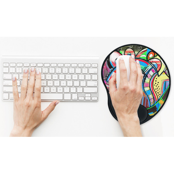 Abstract Eye Painting Mouse Pad with Wrist Rest - LIFESYTLE 2 (in use)