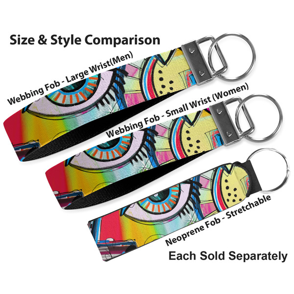 Abstract Eye Painting Multiple Key Ring comparison sizes