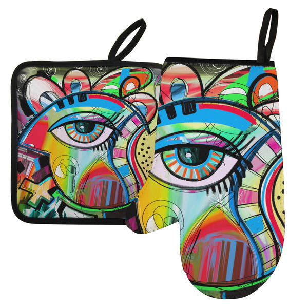 Custom Abstract Eye Painting Left Oven Mitt & Pot Holder Set