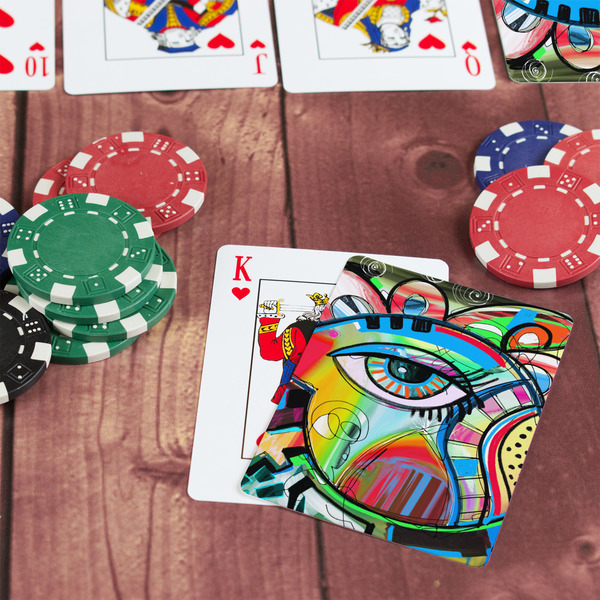 Abstract Eye Painting On Table with Poker Chips