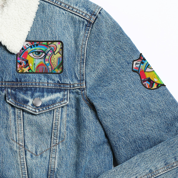Abstract Eye Painting Patches Lifestyle Jean Jacket Detail