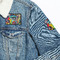 Abstract Eye Painting Patches Lifestyle Jean Jacket Detail