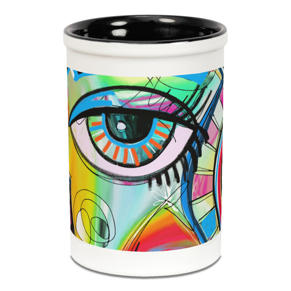 Custom Abstract Eye Painting Ceramic Pencil Holders - Black