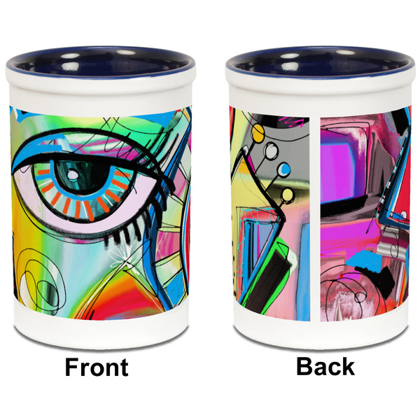 Abstract Eye Painting Pencil Holder - Blue - approval