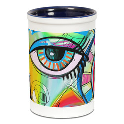 Abstract Eye Painting Ceramic Pencil Holders - Blue
