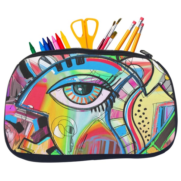 Custom Abstract Eye Painting Neoprene Pencil Case - Medium