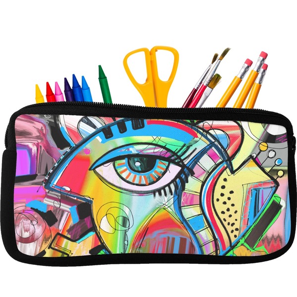 Custom Abstract Eye Painting Neoprene Pencil Case - Small