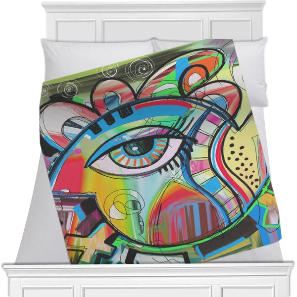Custom Abstract Eye Painting Minky Blanket - 40"x30" - Single Sided