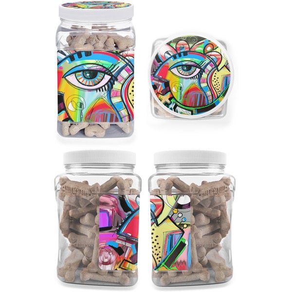 Abstract Eye Painting Pet Treat Jar - Multiple Angles