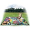 Abstract Eye Painting Picnic Blanket - with Basket Hat and Book - in Use