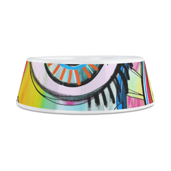 Abstract Eye Painting Plastic Dog Bowls - Medium - FRONT