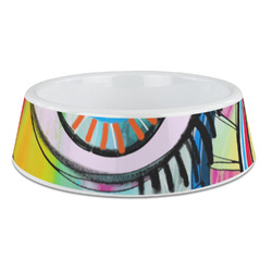 Abstract Eye Painting Plastic Dog Bowl - Large