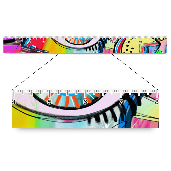 Custom Abstract Eye Painting Plastic Ruler - 12"
