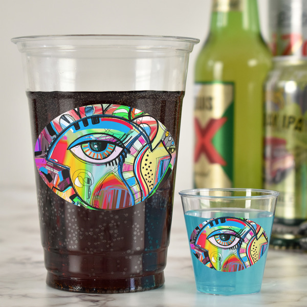 Abstract Eye Painting Plastic Shot Glasses - In Context