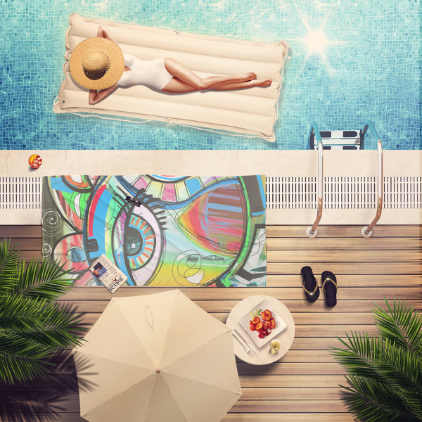 Abstract Eye Painting Pool Towel Lifestyle