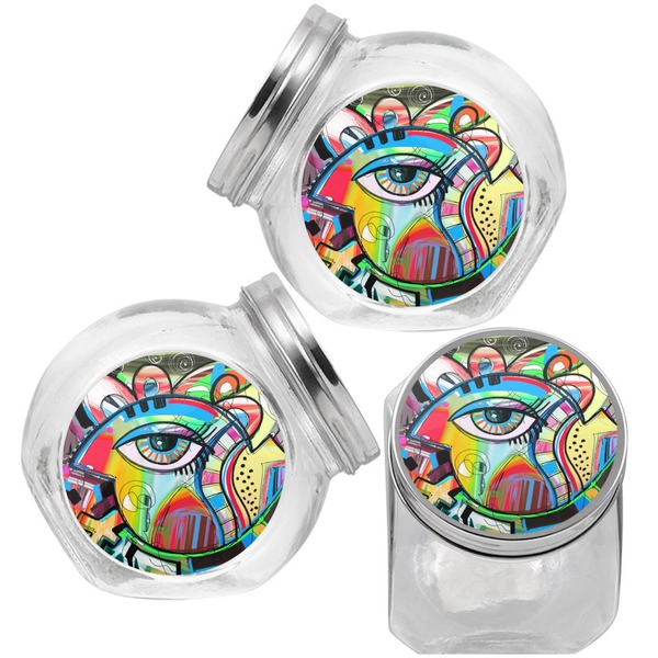 Abstract Eye Painting Puppy Treat Jar - Top Left Right